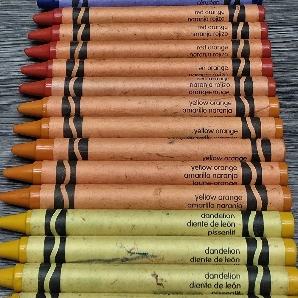 5 Sets Of 4 Rare Crayola Colors - Dandelion, Yellow Orange, Red Orange, Cerulean